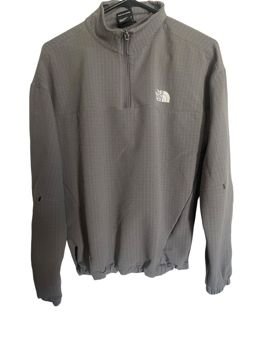 The North Face Mens Gray Tekware Grid 1/4-Zip FlashDry Pullover Jacket Small
